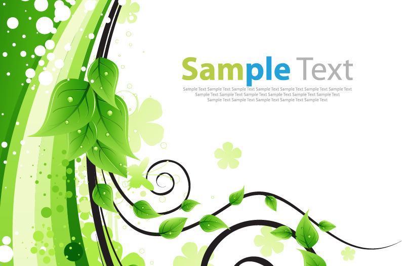 free vector Green Floral Greeting Card Vector Illustration